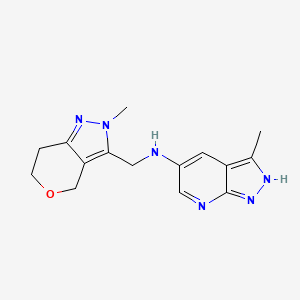 molecular formula C15H18N6O B7409388 3-methyl-N-[(2-methyl-6,7-dihydro-4H-pyrano[4,3-c]pyrazol-3-yl)methyl]-2H-pyrazolo[3,4-b]pyridin-5-amine 