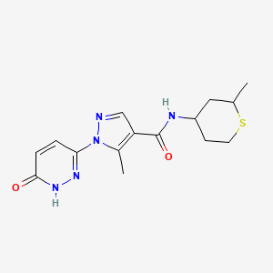 molecular formula C15H19N5O2S B7409452 5-methyl-N-(2-methylthian-4-yl)-1-(6-oxo-1H-pyridazin-3-yl)pyrazole-4-carboxamide 