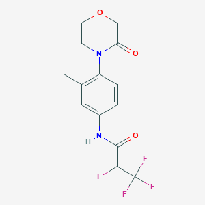 molecular formula C14H14F4N2O3 B7409453 2,3,3,3-tetrafluoro-N-[3-methyl-4-(3-oxomorpholin-4-yl)phenyl]propanamide 