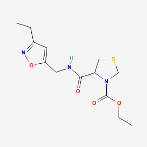 molecular formula C13H19N3O4S B7409477 Ethyl 4-[(3-ethyl-1,2-oxazol-5-yl)methylcarbamoyl]-1,3-thiazolidine-3-carboxylate 