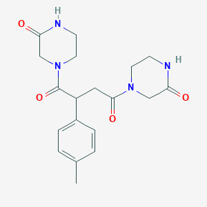 molecular formula C19H24N4O4 B7409504 2-(4-Methylphenyl)-1,4-bis(3-oxopiperazin-1-yl)butane-1,4-dione 