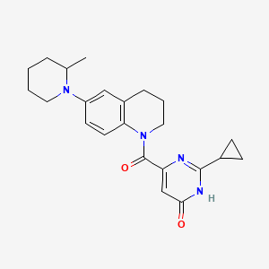 2-cyclopropyl-4-[6-(2-methylpiperidin-1-yl)-3,4-dihydro-2H-quinoline-1-carbonyl]-1H-pyrimidin-6-one