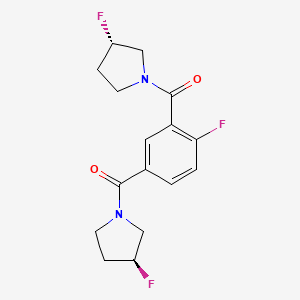 molecular formula C16H17F3N2O2 B7409560 [4-fluoro-3-[(3S)-3-fluoropyrrolidine-1-carbonyl]phenyl]-[(3S)-3-fluoropyrrolidin-1-yl]methanone 