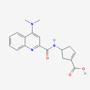 molecular formula C18H19N3O3 B7409587 4-[[4-(Dimethylamino)quinoline-2-carbonyl]amino]cyclopentene-1-carboxylic acid 