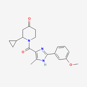 molecular formula C20H23N3O3 B7409591 2-cyclopropyl-1-[2-(3-methoxyphenyl)-5-methyl-1H-imidazole-4-carbonyl]piperidin-4-one 