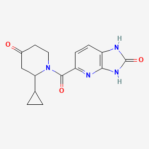 molecular formula C15H16N4O3 B7409595 5-(2-Cyclopropyl-4-oxopiperidine-1-carbonyl)-1,3-dihydroimidazo[4,5-b]pyridin-2-one 