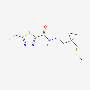 molecular formula C12H19N3OS2 B7409613 5-ethyl-N-[2-[1-(methylsulfanylmethyl)cyclopropyl]ethyl]-1,3,4-thiadiazole-2-carboxamide 