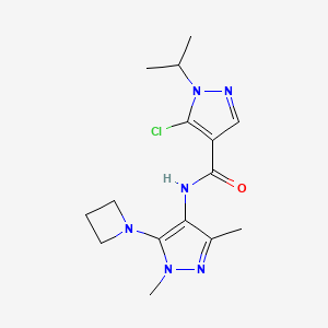 molecular formula C15H21ClN6O B7409636 N-[5-(azetidin-1-yl)-1,3-dimethylpyrazol-4-yl]-5-chloro-1-propan-2-ylpyrazole-4-carboxamide 