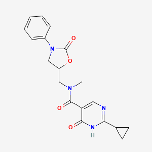 2-cyclopropyl-N-methyl-6-oxo-N-[(2-oxo-3-phenyl-1,3-oxazolidin-5-yl)methyl]-1H-pyrimidine-5-carboxamide