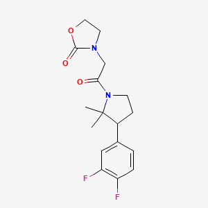 molecular formula C17H20F2N2O3 B7409677 3-[2-[3-(3,4-Difluorophenyl)-2,2-dimethylpyrrolidin-1-yl]-2-oxoethyl]-1,3-oxazolidin-2-one 