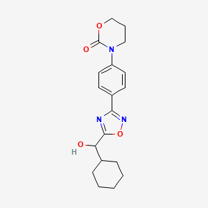 molecular formula C19H23N3O4 B7409714 3-[4-[5-[Cyclohexyl(hydroxy)methyl]-1,2,4-oxadiazol-3-yl]phenyl]-1,3-oxazinan-2-one 