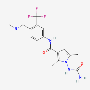 molecular formula C18H22F3N5O2 B7409733 1-(carbamoylamino)-N-[4-[(dimethylamino)methyl]-3-(trifluoromethyl)phenyl]-2,5-dimethylpyrrole-3-carboxamide 