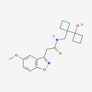 N-[[1-(1-hydroxycyclobutyl)cyclobutyl]methyl]-2-(5-methoxy-1,2-benzoxazol-3-yl)acetamide