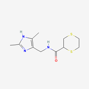 molecular formula C11H17N3OS2 B7409759 N-[(2,5-dimethyl-1H-imidazol-4-yl)methyl]-1,4-dithiane-2-carboxamide 