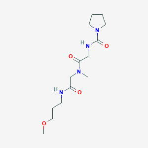 molecular formula C14H26N4O4 B7409781 N-[2-[[2-(3-methoxypropylamino)-2-oxoethyl]-methylamino]-2-oxoethyl]pyrrolidine-1-carboxamide 