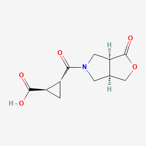 molecular formula C11H13NO5 B7409804 (1R,2R)-2-[(3aS,6aR)-3-oxo-3a,4,6,6a-tetrahydro-1H-furo[3,4-c]pyrrole-5-carbonyl]cyclopropane-1-carboxylic acid 