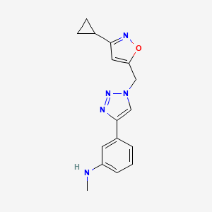 molecular formula C16H17N5O B7409843 3-[1-[(3-cyclopropyl-1,2-oxazol-5-yl)methyl]triazol-4-yl]-N-methylaniline 