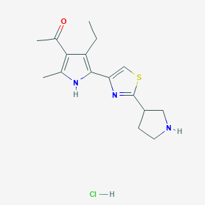 1-[4-ethyl-2-methyl-5-(2-pyrrolidin-3-yl-1,3-thiazol-4-yl)-1H-pyrrol-3-yl]ethanone;hydrochloride