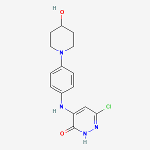 molecular formula C15H17ClN4O2 B7409879 3-chloro-5-[4-(4-hydroxypiperidin-1-yl)anilino]-1H-pyridazin-6-one 