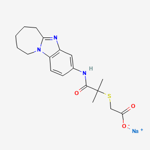 molecular formula C18H22N3NaO3S B7409880 sodium;2-[2-methyl-1-oxo-1-(7,8,9,10-tetrahydro-6H-azepino[1,2-a]benzimidazol-3-ylamino)propan-2-yl]sulfanylacetate 