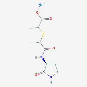 molecular formula C10H15N2NaO4S B7409886 sodium;2-[1-oxo-1-[[(3S)-2-oxopyrrolidin-3-yl]amino]propan-2-yl]sulfanylpropanoate 