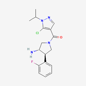 [(3S,4R)-3-amino-4-(2-fluorophenyl)pyrrolidin-1-yl]-(5-chloro-1-propan-2-ylpyrazol-4-yl)methanone