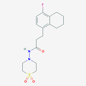 molecular formula C17H23FN2O3S B7409994 N-(1,1-dioxo-1,4-thiazinan-4-yl)-3-(4-fluoro-5,6,7,8-tetrahydronaphthalen-1-yl)propanamide 