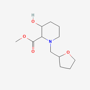 molecular formula C12H21NO4 B7410035 Methyl 3-hydroxy-1-(oxolan-2-ylmethyl)piperidine-2-carboxylate 