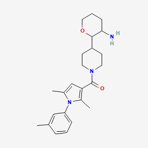 [4-(3-Aminooxan-2-yl)piperidin-1-yl]-[2,5-dimethyl-1-(3-methylphenyl)pyrrol-3-yl]methanone