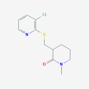 molecular formula C12H15ClN2OS B7410113 3-[(3-Chloropyridin-2-yl)sulfanylmethyl]-1-methylpiperidin-2-one 