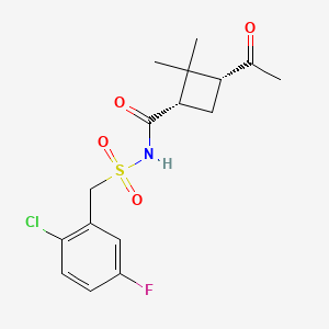 molecular formula C16H19ClFNO4S B7410117 (1S,3R)-3-acetyl-N-[(2-chloro-5-fluorophenyl)methylsulfonyl]-2,2-dimethylcyclobutane-1-carboxamide 