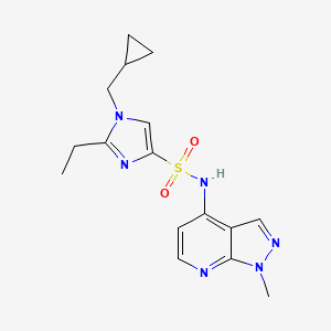 molecular formula C16H20N6O2S B7410144 1-(cyclopropylmethyl)-2-ethyl-N-(1-methylpyrazolo[3,4-b]pyridin-4-yl)imidazole-4-sulfonamide 