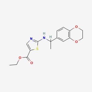 molecular formula C16H18N2O4S B7410146 Ethyl 2-[1-(2,3-dihydro-1,4-benzodioxin-6-yl)ethylamino]-1,3-thiazole-5-carboxylate 