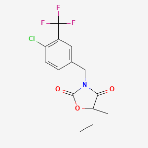 molecular formula C14H13ClF3NO3 B7410148 3-[[4-Chloro-3-(trifluoromethyl)phenyl]methyl]-5-ethyl-5-methyl-1,3-oxazolidine-2,4-dione 