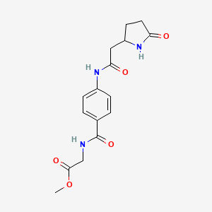 molecular formula C16H19N3O5 B7410153 Methyl 2-[[4-[[2-(5-oxopyrrolidin-2-yl)acetyl]amino]benzoyl]amino]acetate 