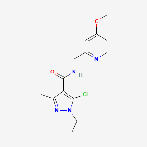 molecular formula C14H17ClN4O2 B7410173 5-chloro-1-ethyl-N-[(4-methoxypyridin-2-yl)methyl]-3-methylpyrazole-4-carboxamide 