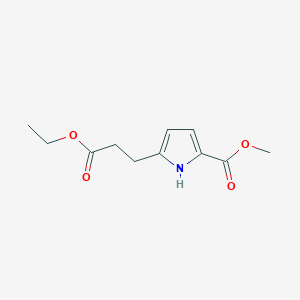 molecular formula C11H15NO4 B7410245 Methyl 5-(3-ethoxy-3-oxopropyl)-1H-pyrrole-2-carboxylate 