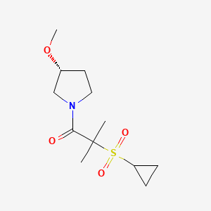 molecular formula C12H21NO4S B7410335 2-cyclopropylsulfonyl-1-[(3R)-3-methoxypyrrolidin-1-yl]-2-methylpropan-1-one 