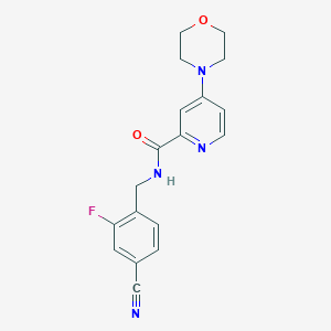 molecular formula C18H17FN4O2 B7410336 N-[(4-cyano-2-fluorophenyl)methyl]-4-morpholin-4-ylpyridine-2-carboxamide 