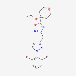 3-[[1-(2,6-Difluorophenyl)pyrazol-3-yl]methyl]-5-(4-ethoxyoxan-4-yl)-1,2,4-oxadiazole