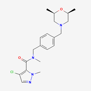 4-chloro-N-[[4-[[(2S,6R)-2,6-dimethylmorpholin-4-yl]methyl]phenyl]methyl]-N,2-dimethylpyrazole-3-carboxamide