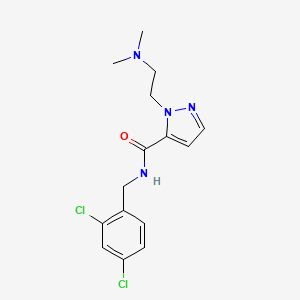 molecular formula C15H18Cl2N4O B7410394 N-[(2,4-dichlorophenyl)methyl]-2-[2-(dimethylamino)ethyl]pyrazole-3-carboxamide 