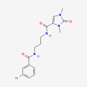 molecular formula C16H19BrN4O3 B7410395 N-[3-[(3-bromobenzoyl)amino]propyl]-1,3-dimethyl-2-oxoimidazole-4-carboxamide 