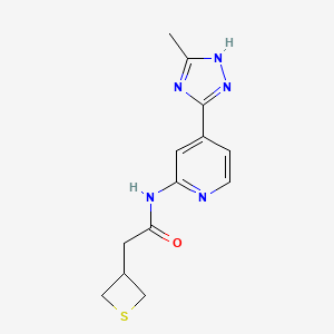 molecular formula C13H15N5OS B7410438 N-[4-(5-methyl-1H-1,2,4-triazol-3-yl)pyridin-2-yl]-2-(thietan-3-yl)acetamide 