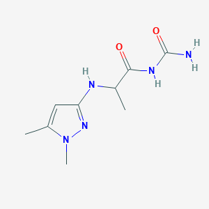 molecular formula C9H15N5O2 B7410473 N-carbamoyl-2-[(1,5-dimethylpyrazol-3-yl)amino]propanamide 