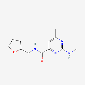 molecular formula C12H18N4O2 B7410489 6-methyl-2-(methylamino)-N-(oxolan-2-ylmethyl)pyrimidine-4-carboxamide 