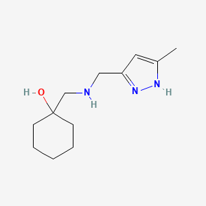 molecular formula C12H21N3O B7410516 1-[[(5-methyl-1H-pyrazol-3-yl)methylamino]methyl]cyclohexan-1-ol 