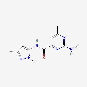 molecular formula C12H16N6O B7410522 N-(2,5-dimethylpyrazol-3-yl)-6-methyl-2-(methylamino)pyrimidine-4-carboxamide 