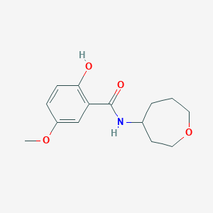 molecular formula C14H19NO4 B7410561 2-hydroxy-5-methoxy-N-(oxepan-4-yl)benzamide 