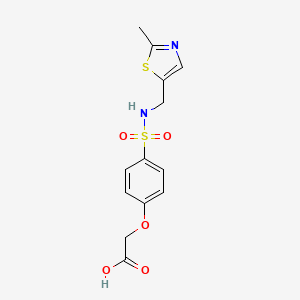 molecular formula C13H14N2O5S2 B7410610 2-[4-[(2-Methyl-1,3-thiazol-5-yl)methylsulfamoyl]phenoxy]acetic acid 